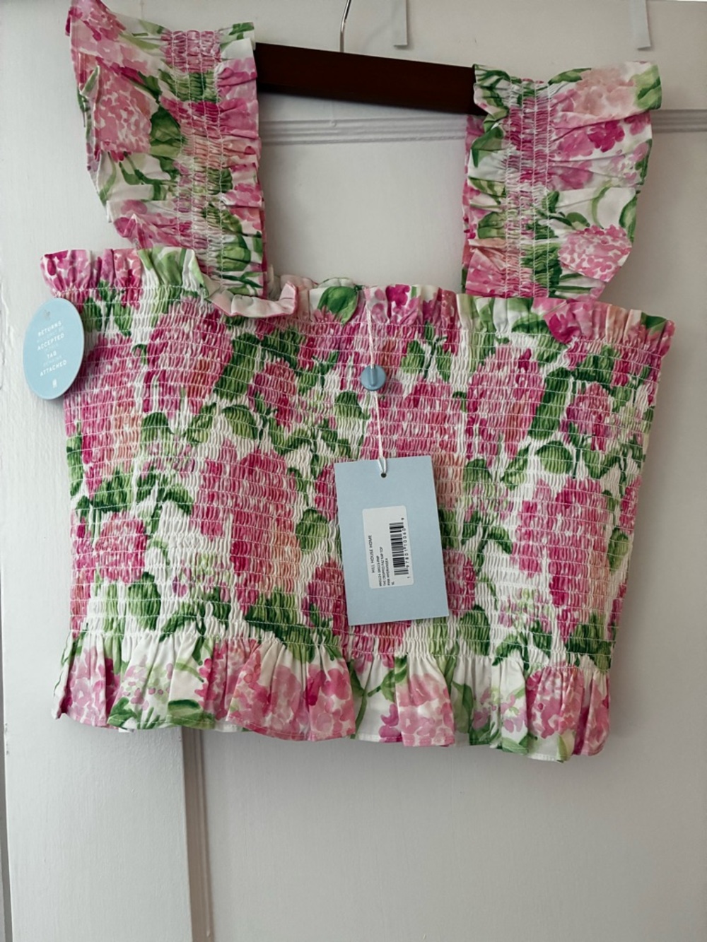 NWT Hill house Pink Floral Smocked Crop Top